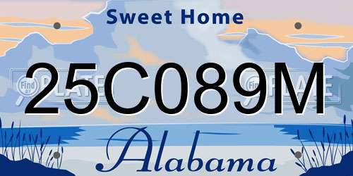 25C089M Alabama License Plate