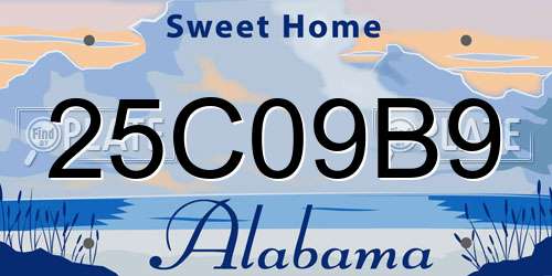 25C09B9 Alabama License Plate
