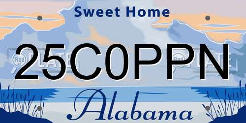 25C0PPN Alabama License Plate