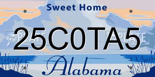 25C0TA5 Alabama License Plate