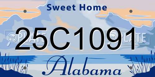 25C1091 Alabama License Plate