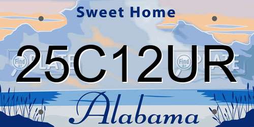 25C12UR Alabama License Plate