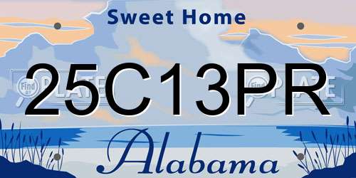 25C13PR Alabama License Plate