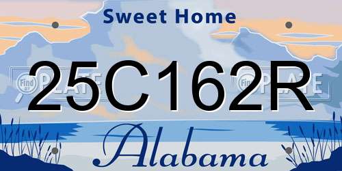 25C162R Alabama License Plate