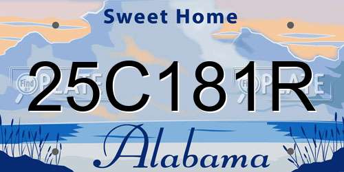 25C181R Alabama License Plate