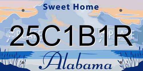 25C1B1R Alabama License Plate