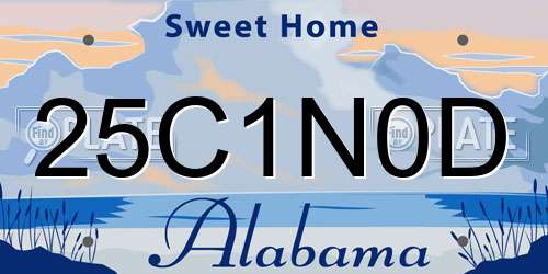 25C1N0D Alabama License Plate