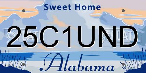 25C1UND Alabama License Plate