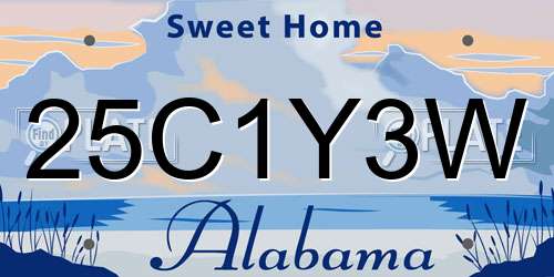 25C1Y3W Alabama License Plate