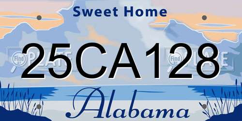 25CA128 Alabama License Plate