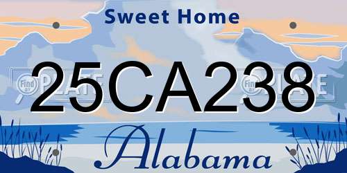 25CA238 Alabama License Plate