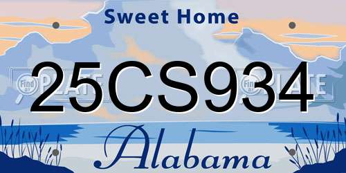 25CS934 Alabama License Plate