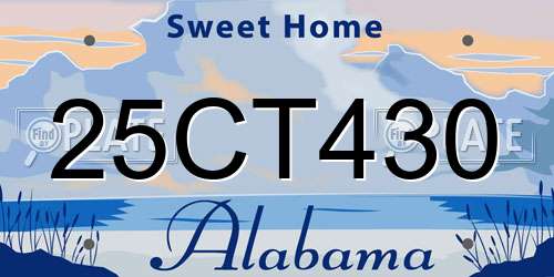 25CT430 Alabama License Plate