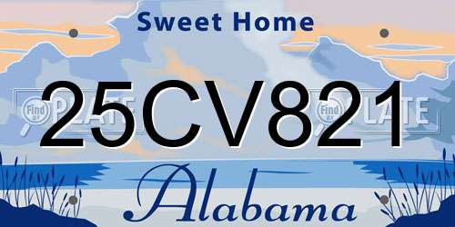 25CV821 Alabama License Plate