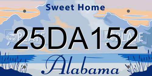 25DA152 Alabama License Plate