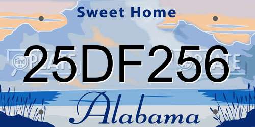 25DF256 Alabama License Plate