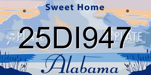 25DI947 Alabama License Plate