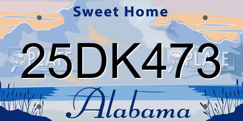 25DK473 Alabama License Plate