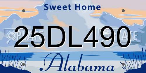 25DL490 Alabama License Plate