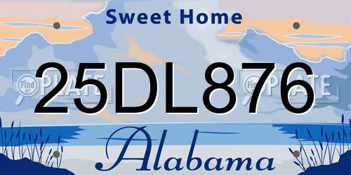25DL876 Alabama License Plate