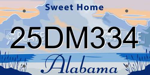 25DM334 Alabama License Plate