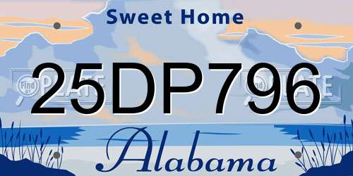 25DP796 Alabama License Plate