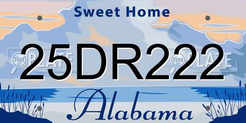 25DR222 Alabama License Plate