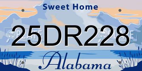25DR228 Alabama License Plate