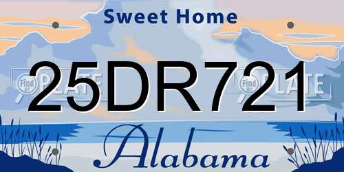 25DR721 Alabama License Plate