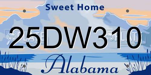 25DW310 Alabama License Plate