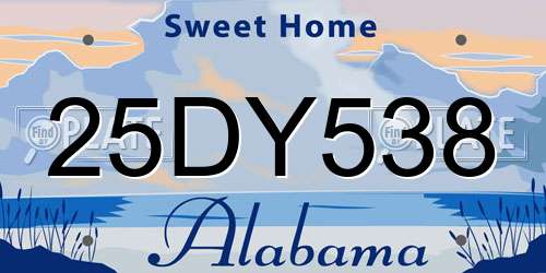 25DY538 Alabama License Plate