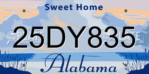 25DY835 Alabama License Plate