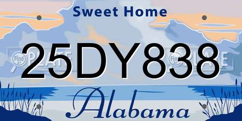 25DY838 Alabama License Plate