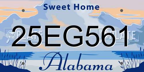 25EG561 Alabama License Plate