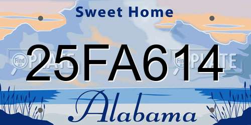 25FA614 Alabama License Plate