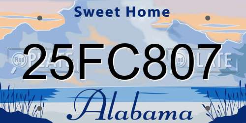 25FC807 Alabama License Plate