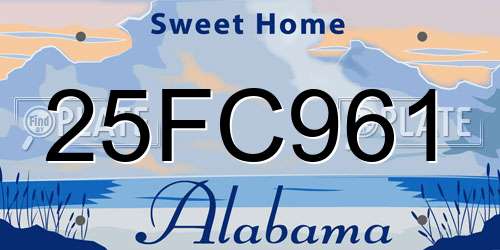 25FC961 Alabama License Plate
