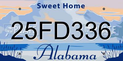 25FD336 Alabama License Plate