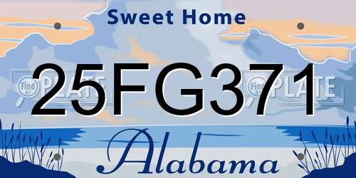 25FG371 Alabama License Plate