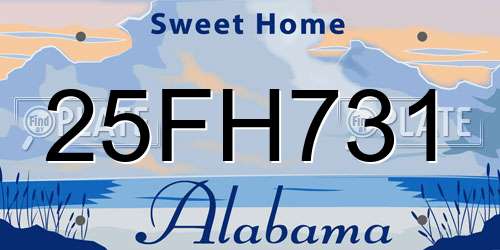 25FH731 Alabama License Plate