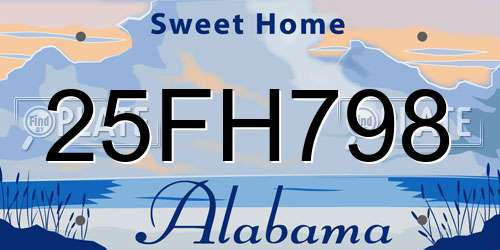 25FH798 Alabama License Plate