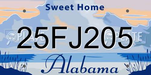 25FJ205 Alabama License Plate