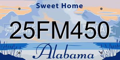 25FM450 Alabama License Plate