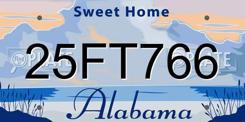 25FT766 Alabama License Plate