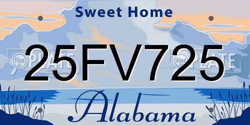 25FV725 Alabama License Plate