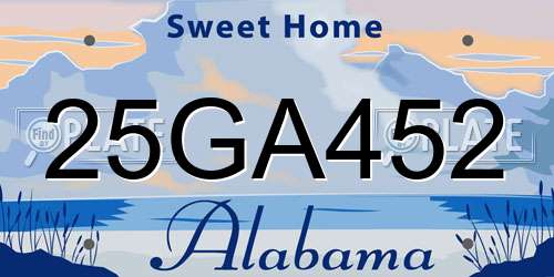 25GA452 Alabama License Plate