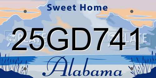 25GD741 Alabama License Plate