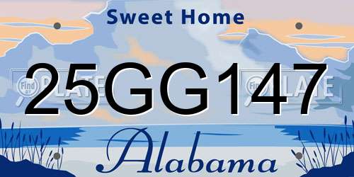 25GG147 Alabama License Plate