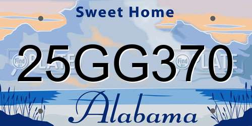 25GG370 Alabama License Plate
