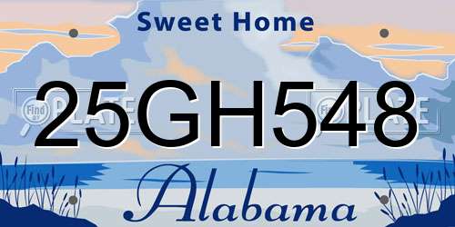 25GH548 Alabama License Plate